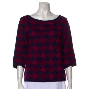 St. John Sport Houndstooth Print Bateau Neckline Sweater - size Small